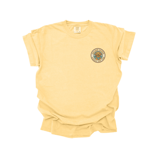 Golden Sands Beach Club T-Shirt | Retro Dog & Surf Style Tee