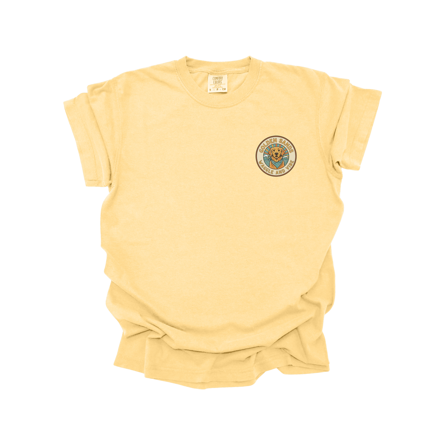 Golden Sands Beach Club T-Shirt | Retro Dog & Surf Style Tee