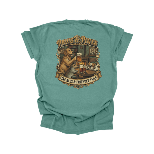Paws & Pints T-Shirt | Fine Ales & Friendly Tails Dog Lovers Tee