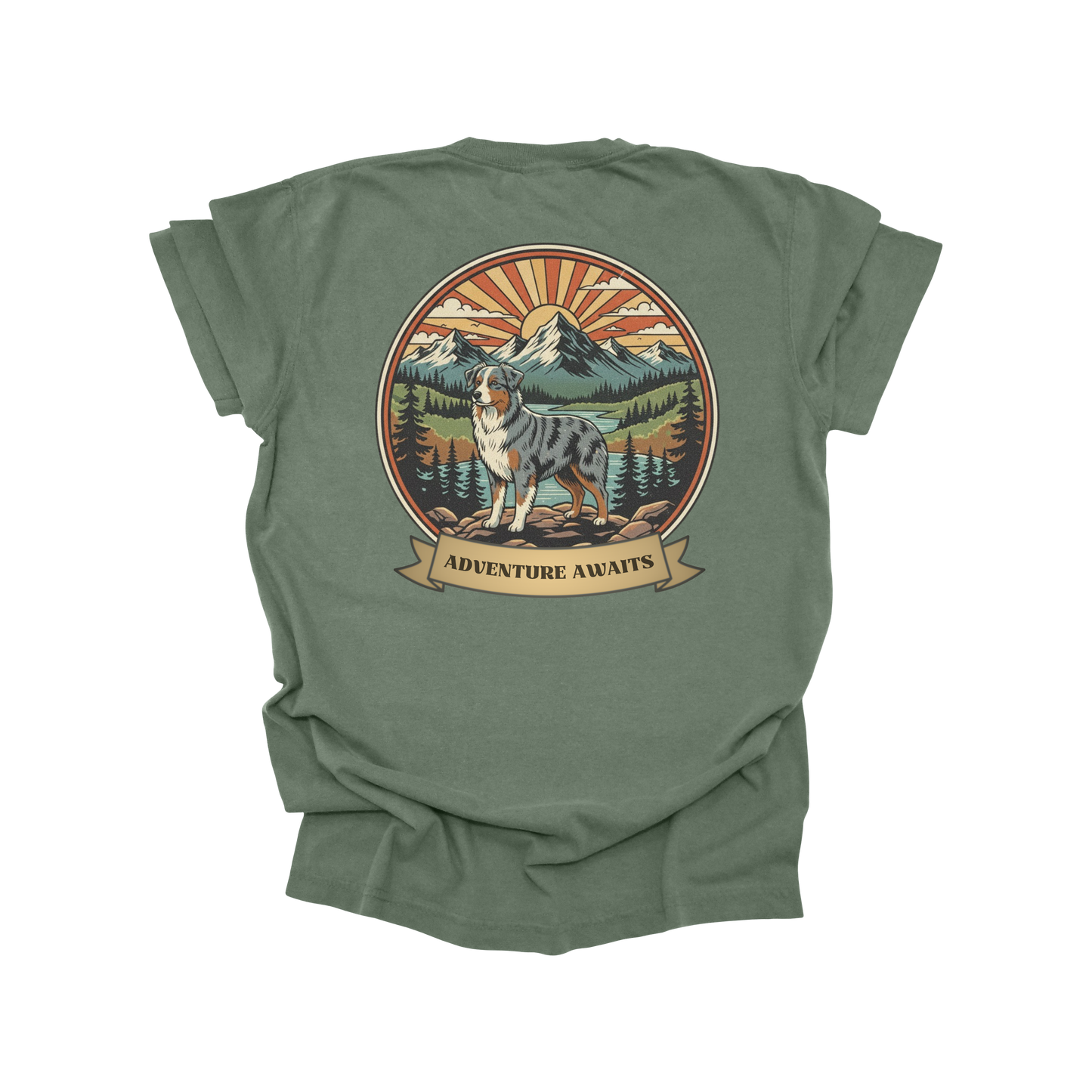 Australian Shepherd Adventure Tee | Vintage Mountain Dog Shirt