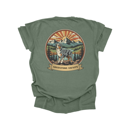 Australian Shepherd Adventure Tee | Vintage Mountain Dog Shirt